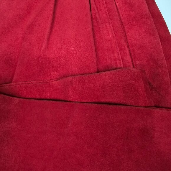 Evan Davies Vintage Suedes Mini Skirt‎ Pleated Slit Back Pockets Red 8 Petite - Picture 5 of 11